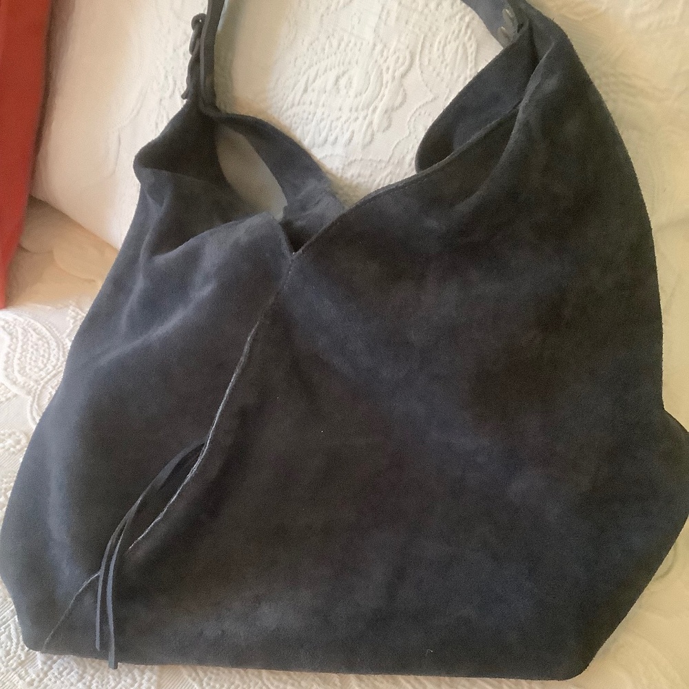 Sundance navy suede origami shoulder bag
